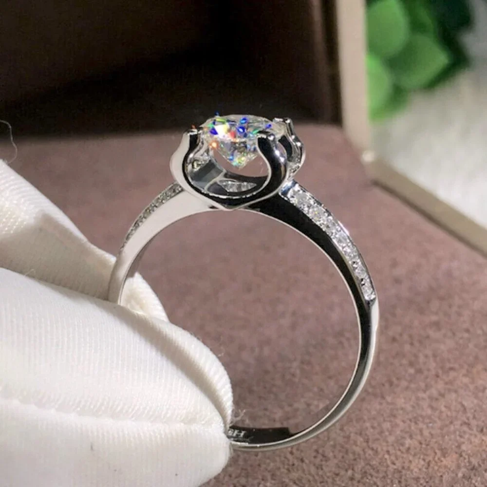 Gorgeous 14K White Gold Over 925 Silver 2ct Diamond Ring